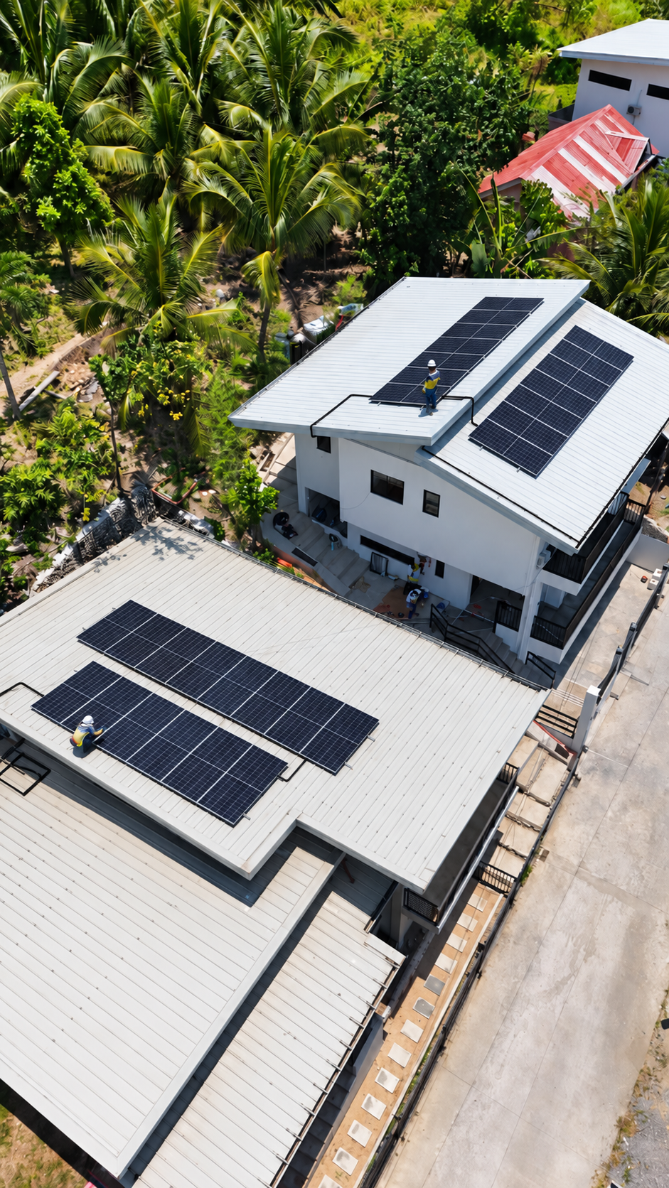 Solar panel installation on a warehouse