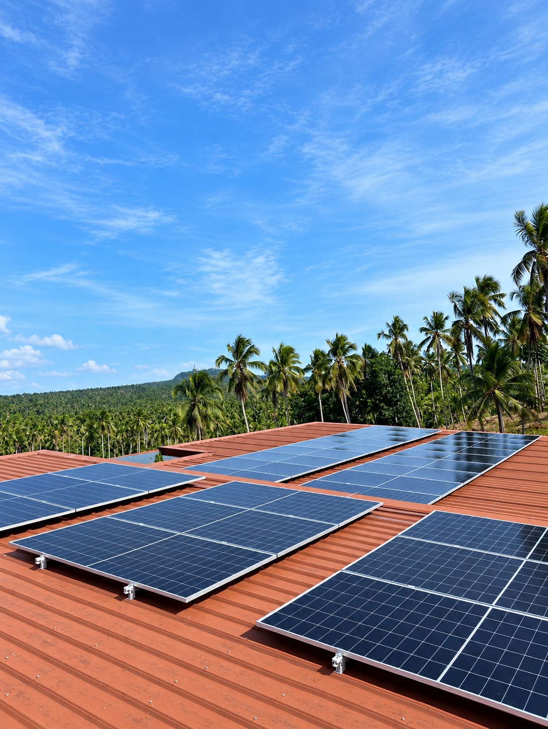 Solar-powered water pump installed in a field