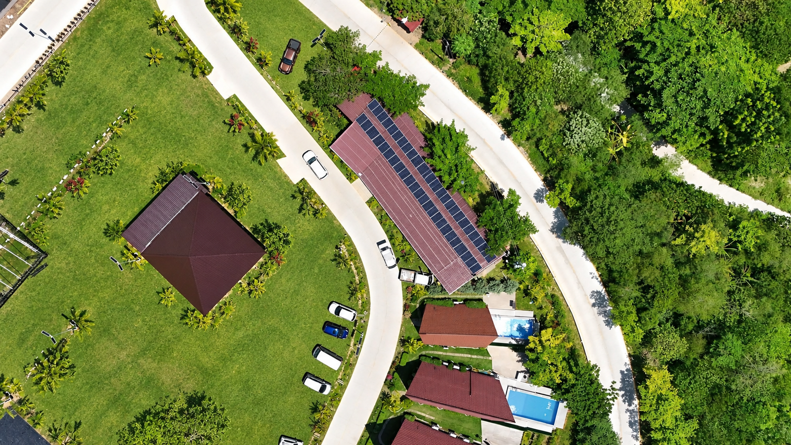 Coastal resort with a rooftop solar installation