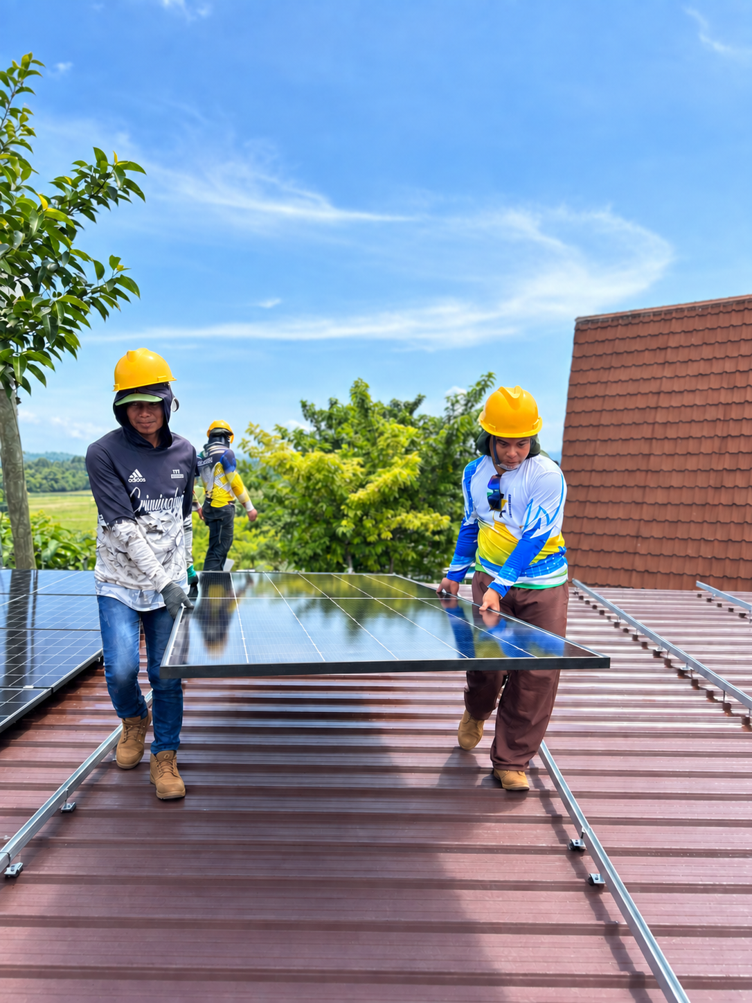 Solar panels installed on a building